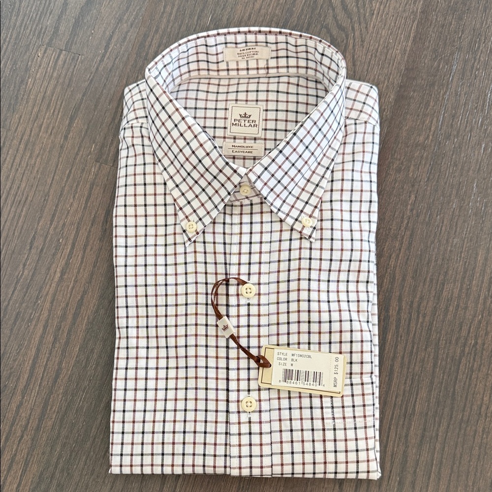 Peter Millar White and Blue Checkered Shirt